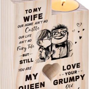 Valentines Gifts for Her Wife,Wooden Heart-shaped Candlestick Holders Gifts for Wife Women,Valentine’s Day Presents for Her Women Girlfriend on Anniversary Birthay Christmas