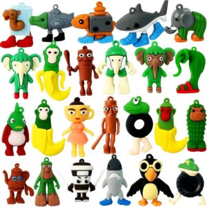 24pcs Italian Brainrot Toys, Tralalero Tralala Action Figure,Brainrot Meme Shark Figures Toys 2.5in,Funny Animals,Unique Key Chain,Decorations Gifts for Fans Office Room Figurine Decor