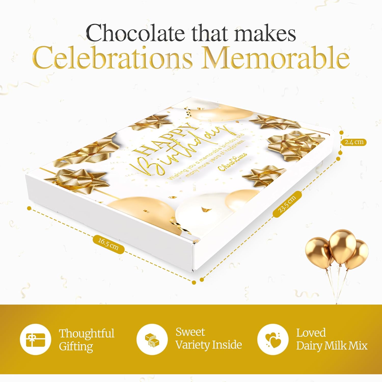 Chocoluxe Co Luxury Happy Birthday Chocolate Gift Box Hamper | Made with Assortment of Dairy Milk Selections | Birthday Gifts for Men/Women 20th 30th 40th 50th 60th 70th | Letterbox Friendly Gifts - Image 5