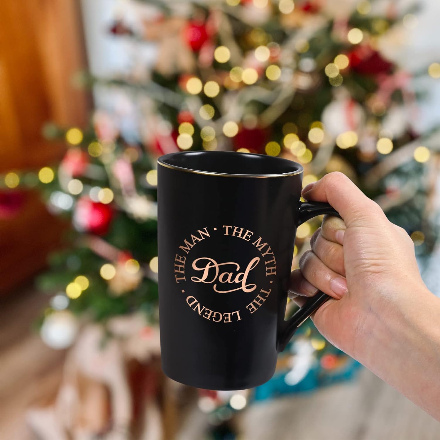 Dad Birthday Gifts Coffee Mug Dad Gifts from Daughter Son, Father's Day Birthday Chirstmas Gifts for Dad Coffee Cup - The Man The Myth The Legend, Black 14oz - Image 4