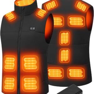 Heated Gilet with 7.4V 20000 mah Battery Pack for Women and Men with 15 Heating Zones, Heated Vest with 2 Switch Controls,Ideal for Winter Camping, and Work Thanksgiving Gift
