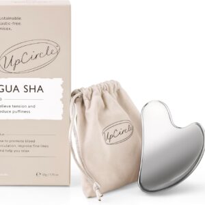 UpCircle Gua Sha Facial Tool – Relieves Tension, Aids Lymphatic Drainage + Boosts Circulation for A Healthy Glow – Stainless Steel Tool