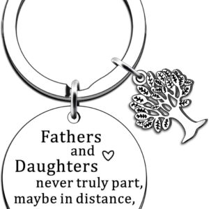 JMIMO Dad Keyring gifts from Daughter Father’s Day gifts for Daddy Papa Thank You Present Fathers and Daughters Never Truly Part Dad Birthday Present for Men