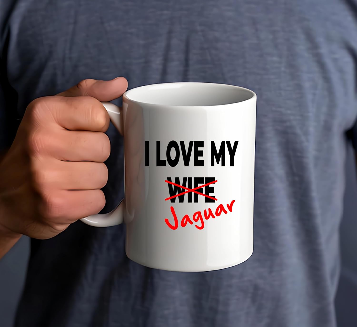 signkitsuk I Love My Wife x Jaguar 11oz Ceramic Mug – Funny Coffee Mug for Husbands – Sarcastic Jaguar Lover Coffee Cup – Quirky, Hilarious Gag Mug - Image 4