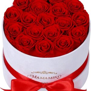 18 Preserved Roses in Suede Box – Eternal Red Rose for Her, Fresh Forever Flowers Gifts for Woman Wife Girlfriend on Valentine’s Day, Birthday, Anniversary, Mother’s Day