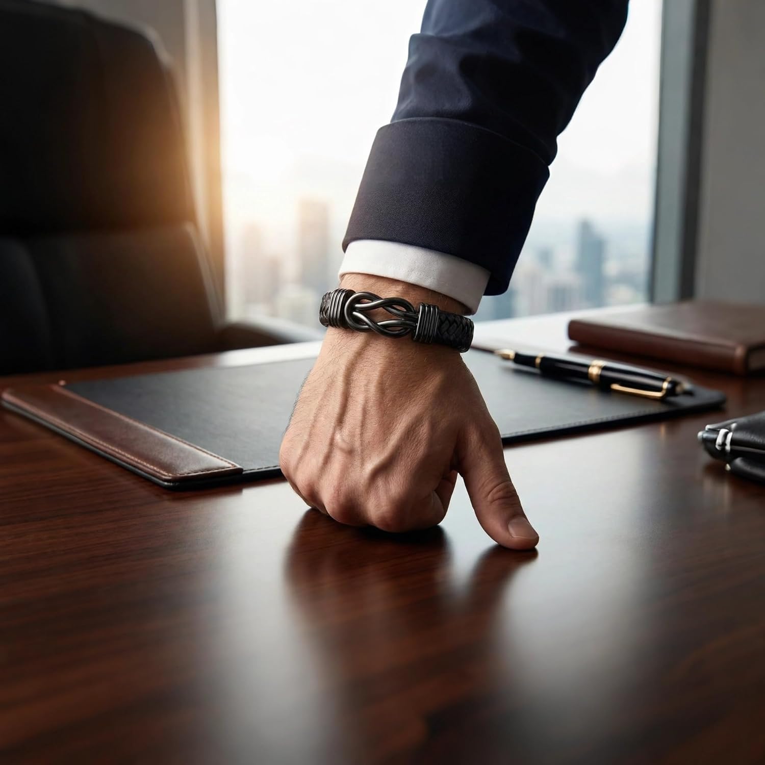 Gift To Men Husband Boyfriend Leather Bracelet for Men Boys Adjustable Black Leather Bracelets With Stainless Steel Magnetic Clasp Birthday Christmas Anniversary Valentines Gift - Image 7