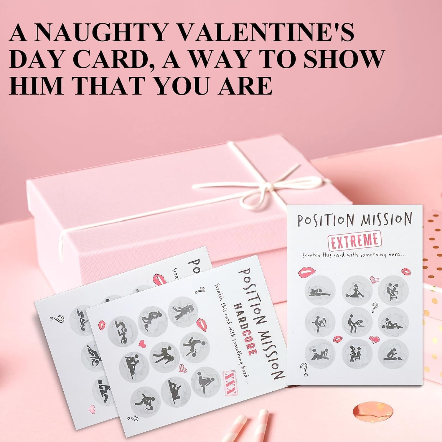 3PCS Naughty Scratch Cards for Him/Her Valentine's Day Funny Scratch Off Anniversary Birthday Card Rude Gift for Him Scratch Card with Full Course Meal Surprise Present for Boyfriend Husband - Image 5