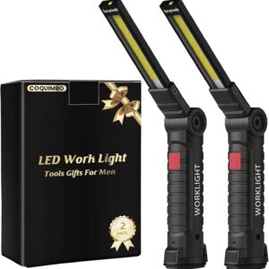 Coquimbo Work Light Valentines Gifts for Men Him Boyfriend Husband, LED Torch Rechargeable Inspection Lamp Magnetic Emergency BBQ Light, Mens Gadgets (2 Pack, Black)