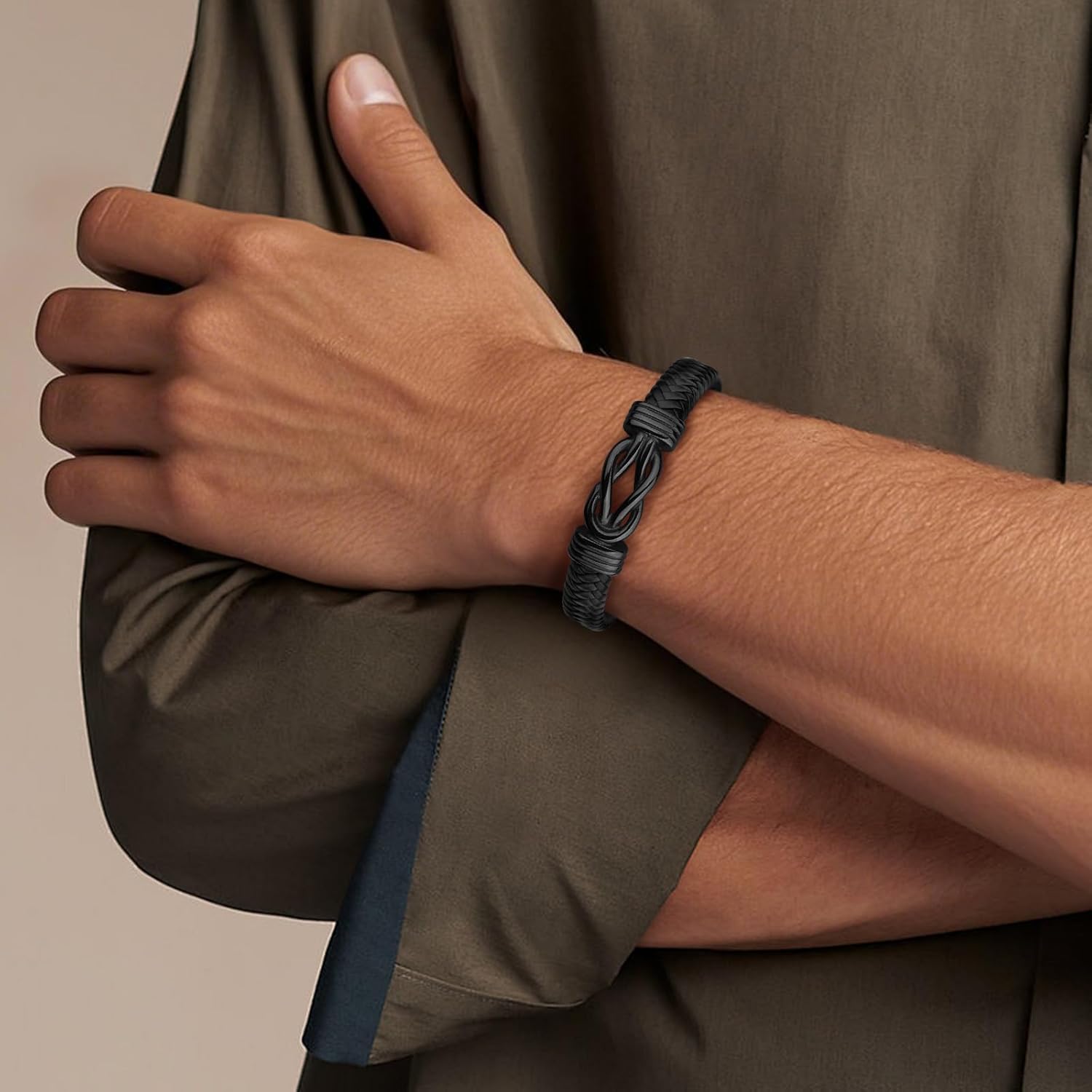 Gift To Men Husband Boyfriend Leather Bracelet for Men Boys Adjustable Black Leather Bracelets With Stainless Steel Magnetic Clasp Birthday Christmas Anniversary Valentines Gift - Image 5