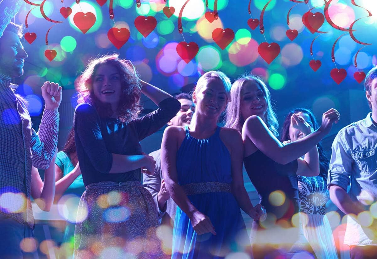 12PCS Heart Hanging Swirls Decorations for Valentine's Day Birthday Anniversary Wedding Single Party Bridal Shower Anniversary red Swirl Ornaments - Image 6