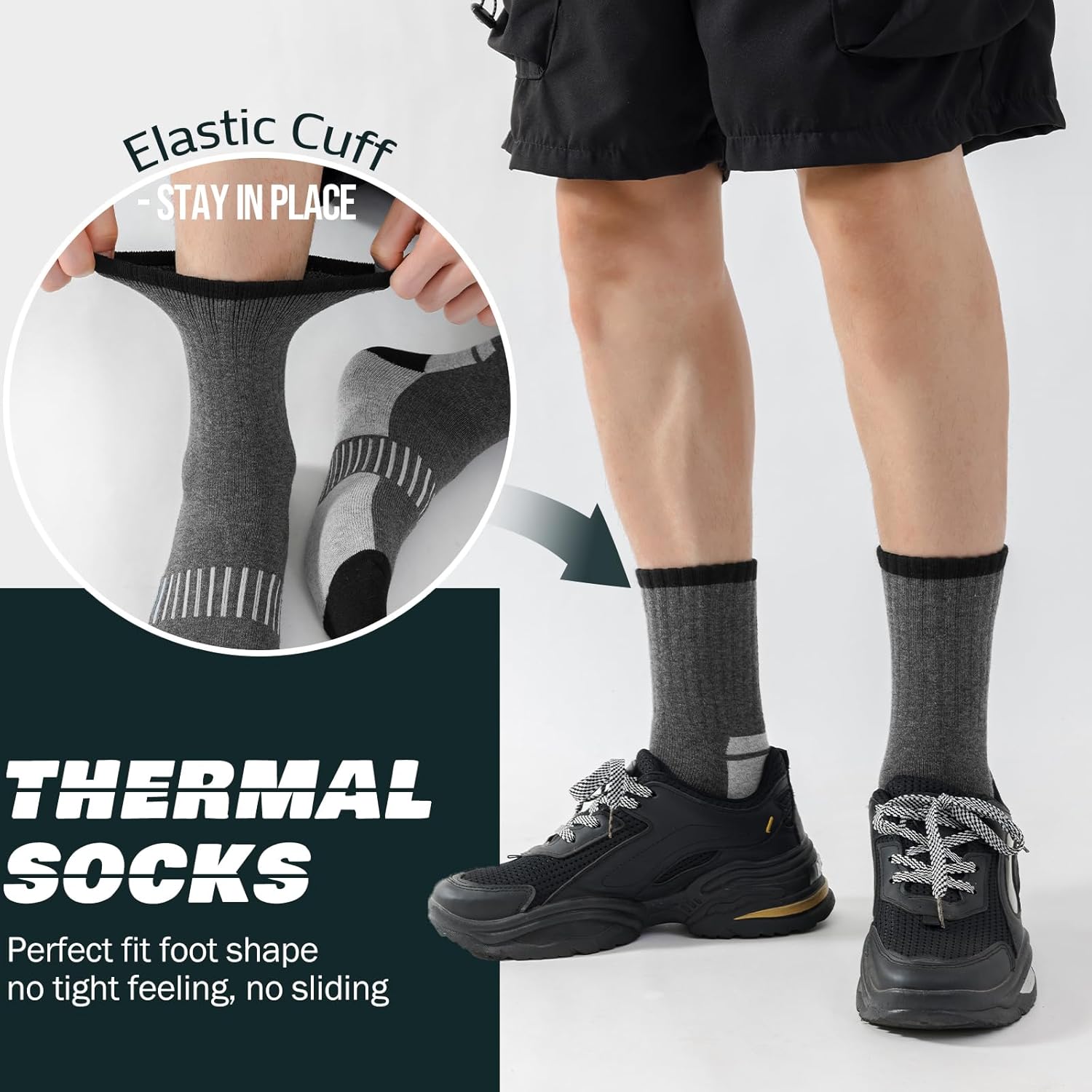 Hocerlu Thermal Socks for Men, 5 Pairs Thick Cushioning Winter Outdoor Sports Warm Boot Socks for Work Walking Hiking, Daily Wear or Gifts, UK 6-11. - Image 4