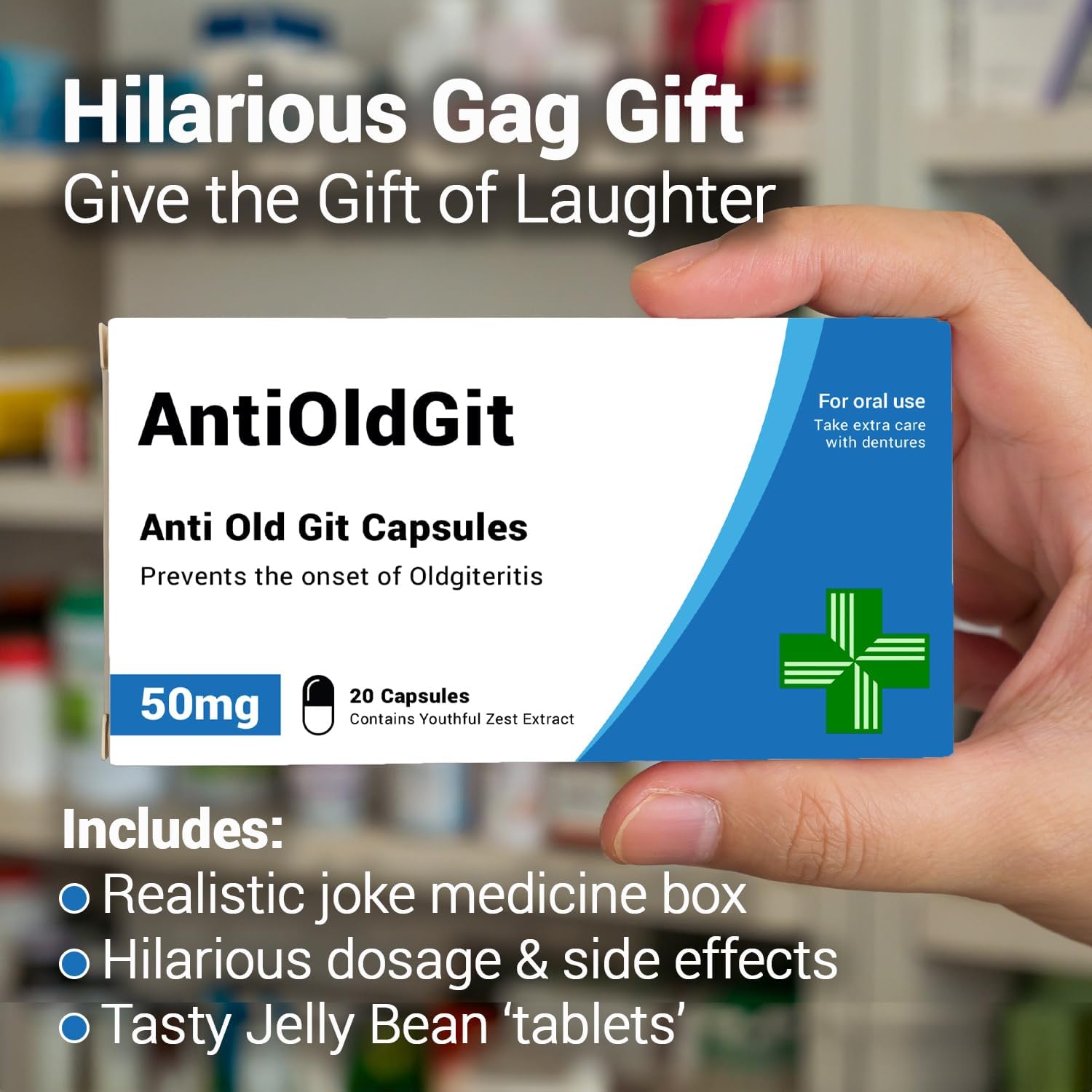 AntiOldGit - Joke Pill Box - Funny Gifts for Men, Gifts for Dad, Birthday and Retirement Gifts for Men, Gifts for Grandad, Dad Birthday Gift - Gifts for Those Who Have Everything - Image 2