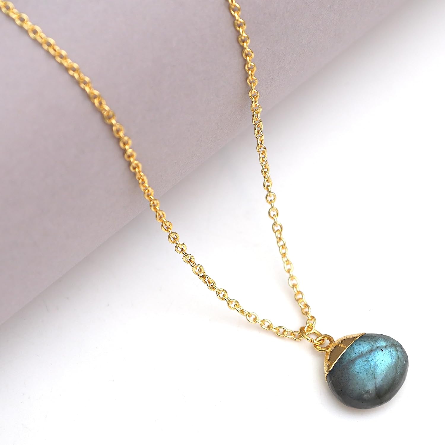 Gempires Labradorite Crystal Pendant Necklace Handmade Gemstone Teardrop Jewelry Hypoallergenic 18 Inch Gold Plated Elegant Trending Fashion Jewelry - Image 6