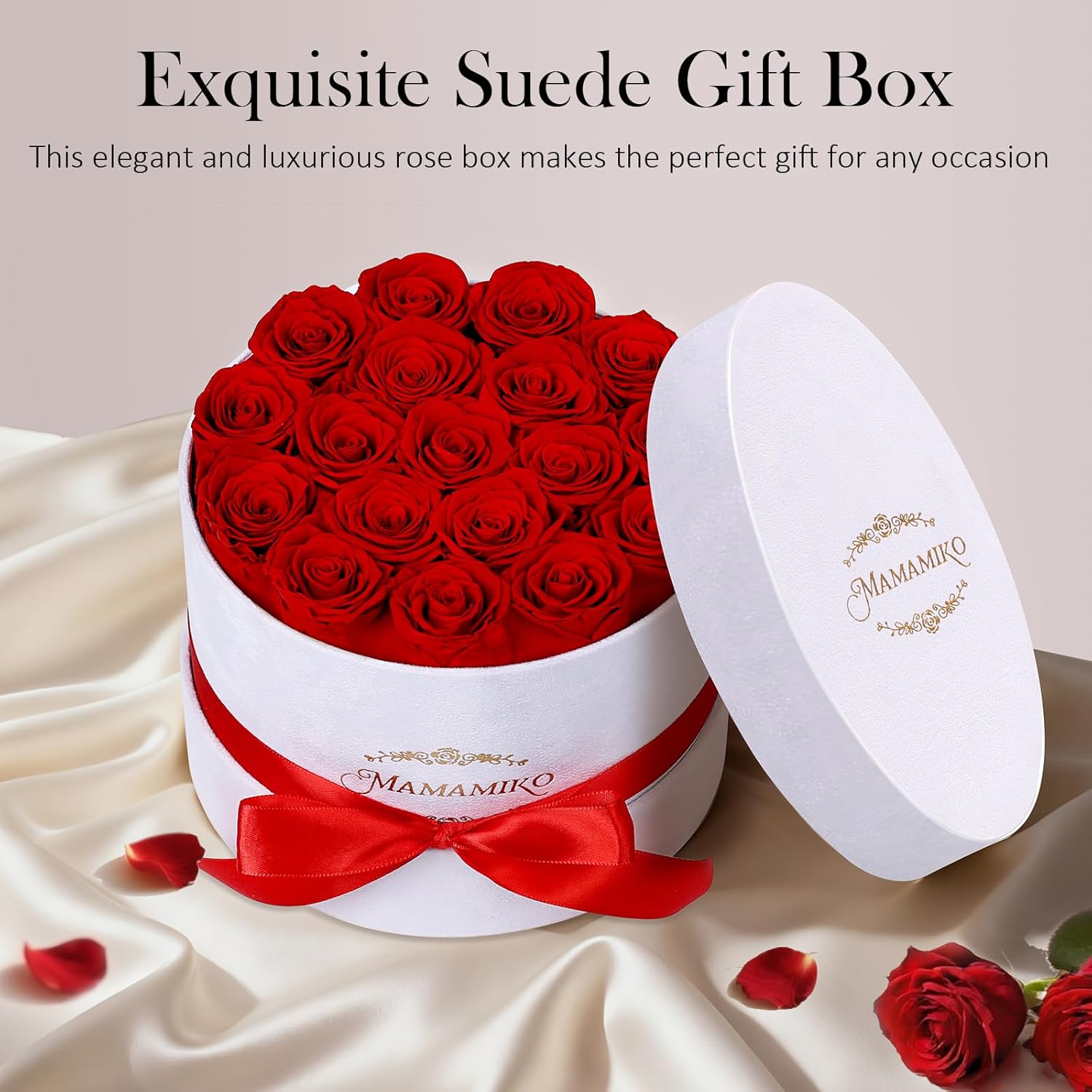 18 Preserved Roses in Suede Box - Eternal Red Rose for Her, Fresh Forever Flowers Gifts for Woman Wife Girlfriend on Valentine's Day, Birthday, Anniversary, Mother's Day - Image 3
