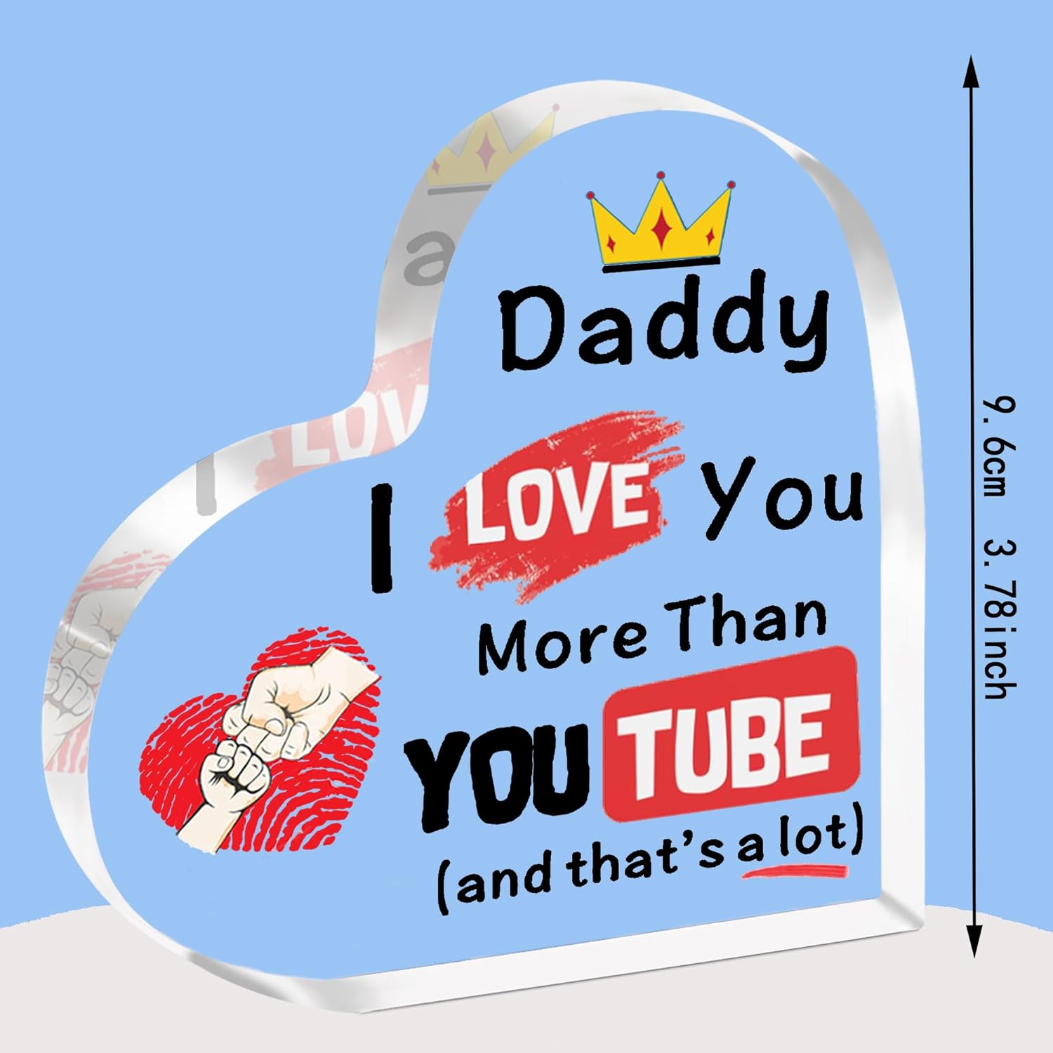Father's Day Gift for Daddy Funny Daddy Gifts Daddy Birthday Gifts Christmas Heart Acrylic Plaque Dad Gift Daddy, I Love You More Than YouTube - Image 2