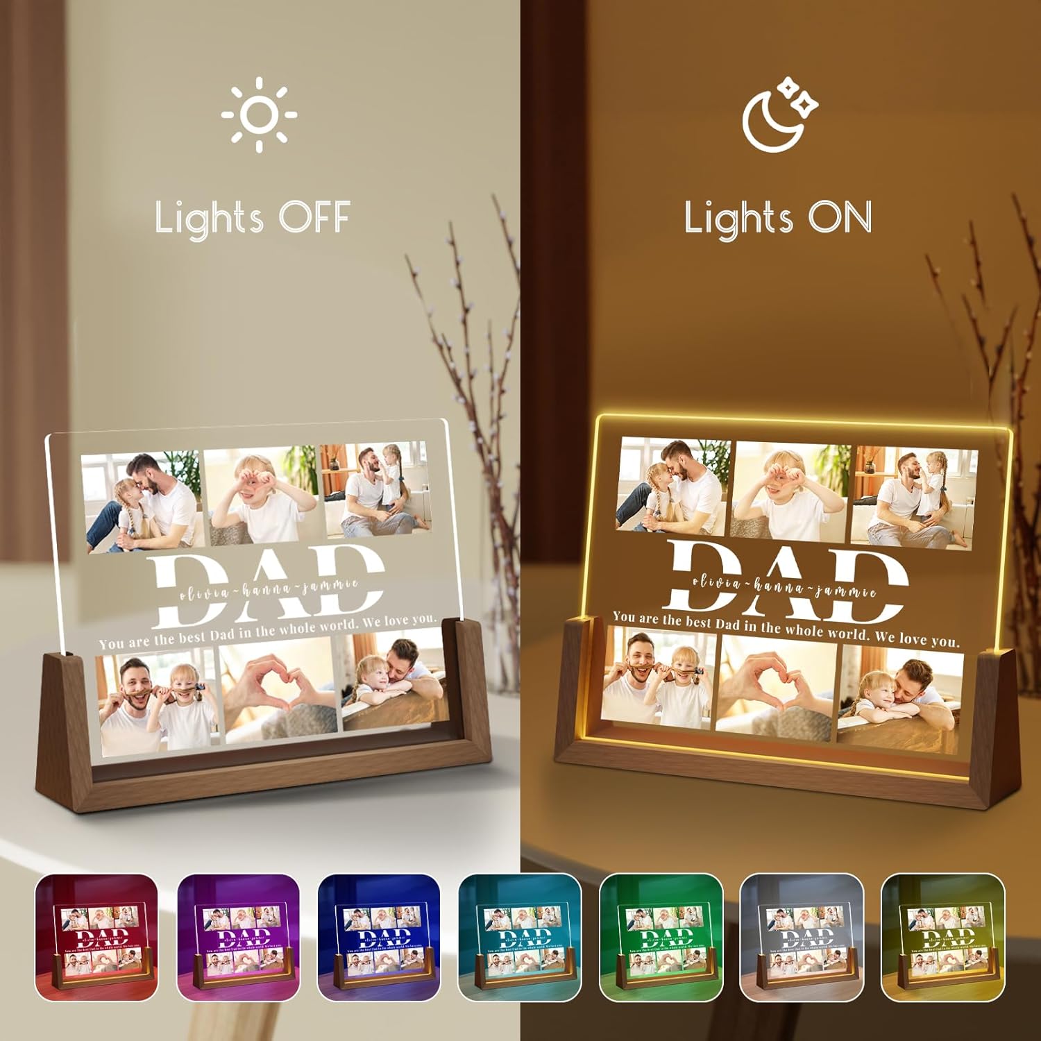 Personalised Fathers Day Photo Frame for Dad from Daughter Son Kids, Customised Dad Christmas Gifts for Husband from Wife, Unique Daddy Gift Ideas, Best Dad Birthday Gift, Presents for Xmas Day - Image 5