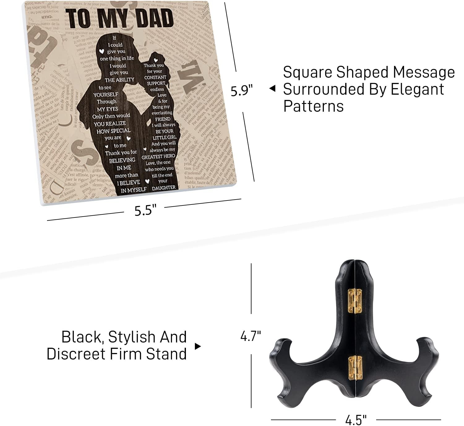 Gifts For Dad, Dad Birthday Gifts, Dad Gifts From Daughter, To My Dad Engraved Plaque, Fathers Day For Daddy, Stepdad, Father In Law Personalized Father Plaque Idea Present, For Home Bedroom - Image 4