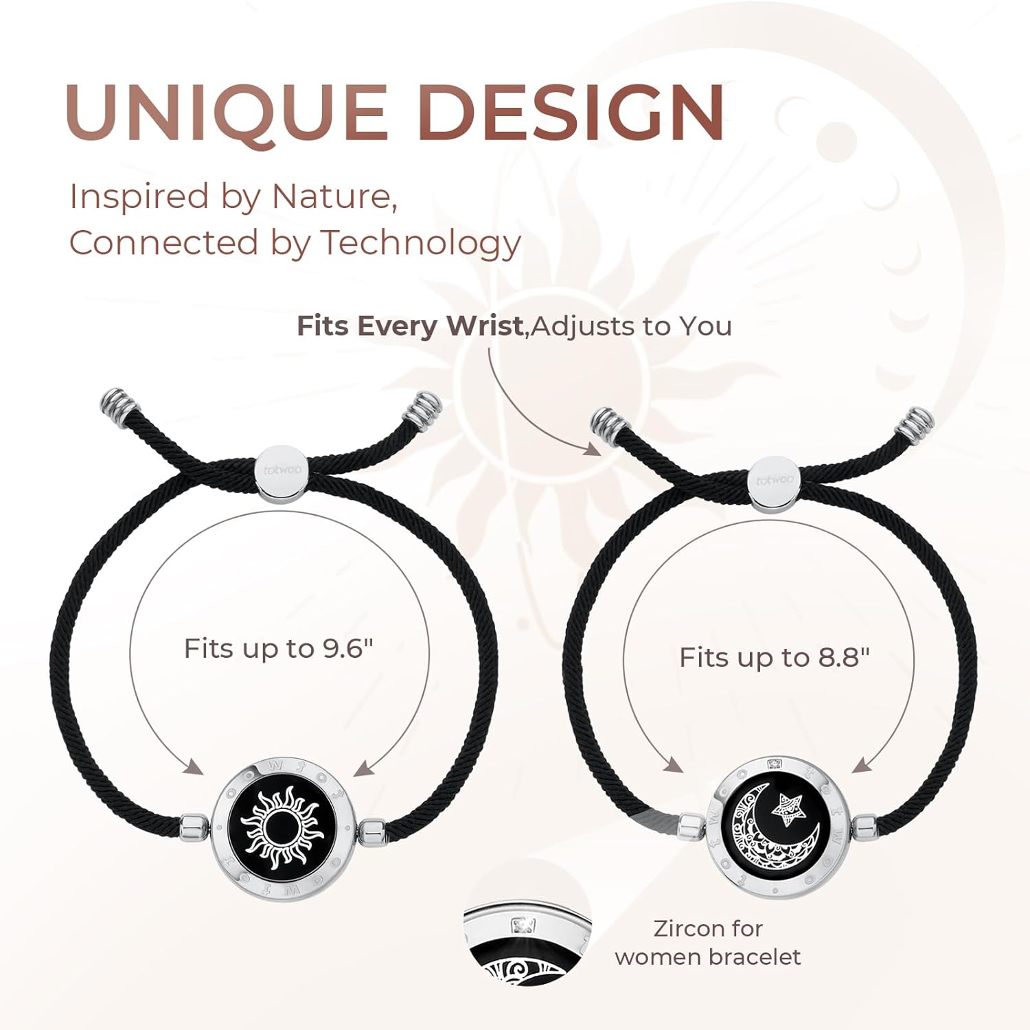 TOTWOO Touch Bracelet for Couple Vibration & Light Up Bracelets Pairing Smart Jewelry Long Distance Gifts Bluetooth App Control Milanrope Silver - Image 4