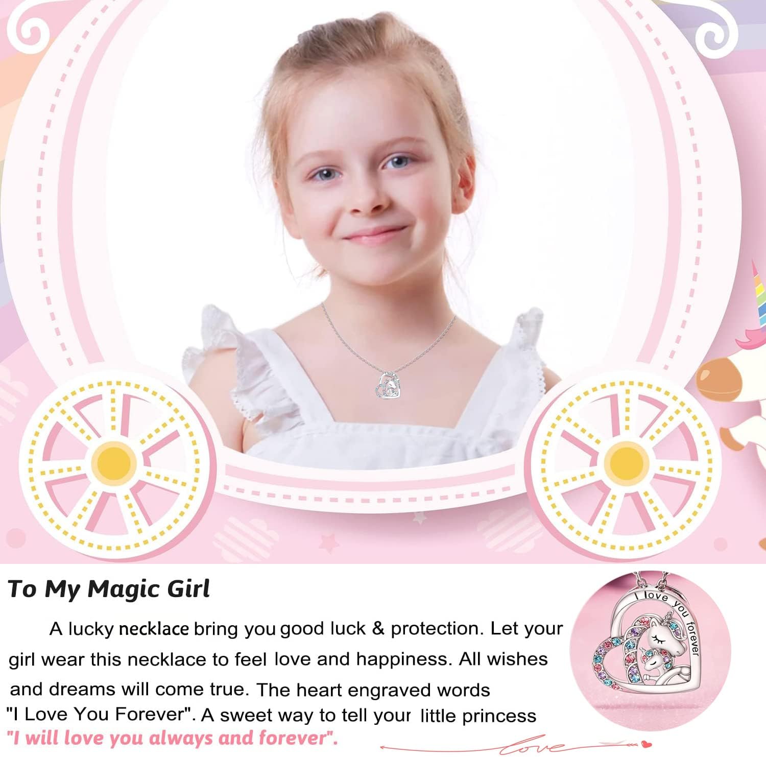 You are Magical Necklace for Girls Crystal Heart Pendant Necklaces Jewelry Gifts for Girls Daughter Granddaughter Niece Birthday - Image 4
