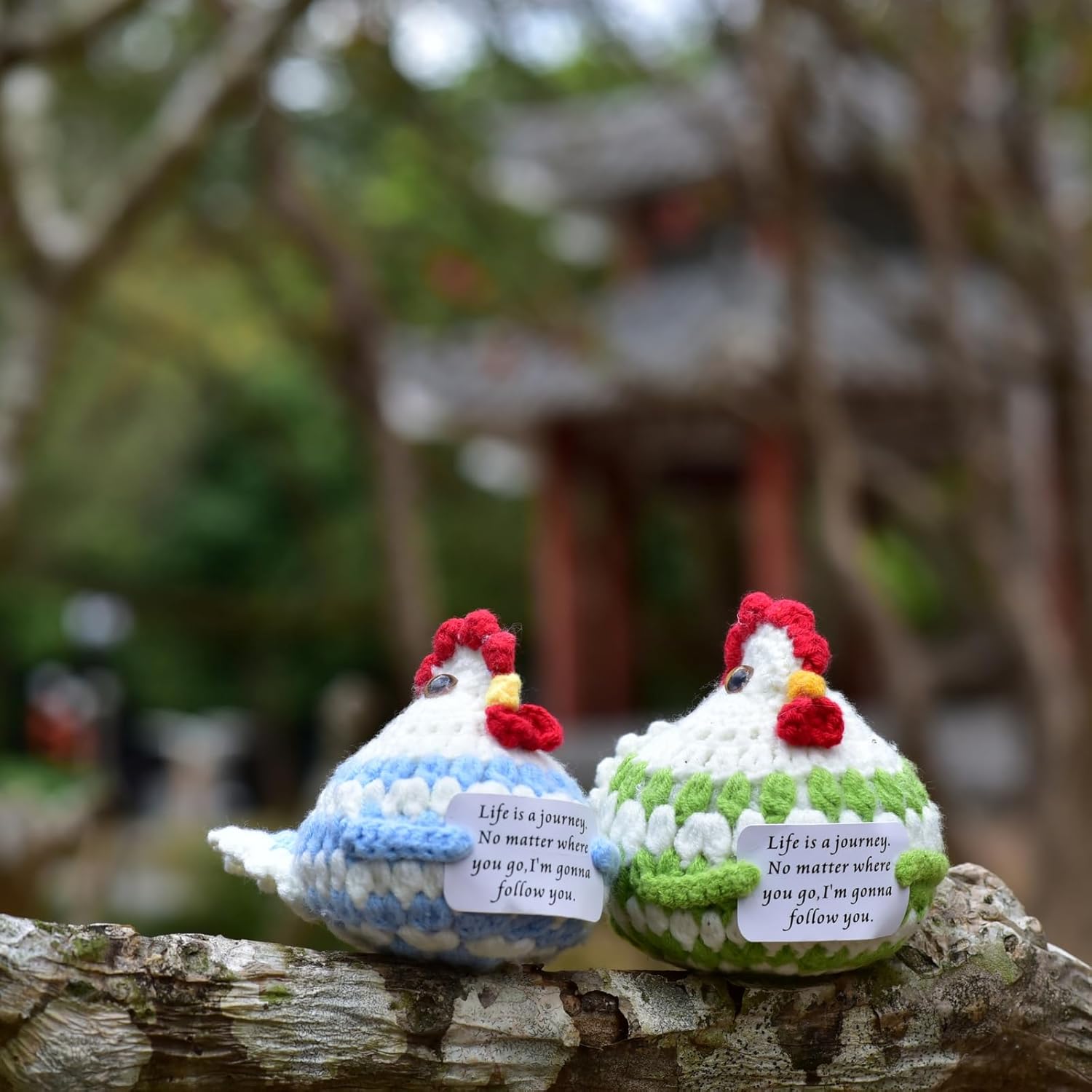 1Pc Handmade Crochet Funny Gift Blue Hen Positive Animal with Inspirational Message Card Unique Gifts for Her Him Women Men Friends,Couple,Girlfriend,Colleagues - Image 8