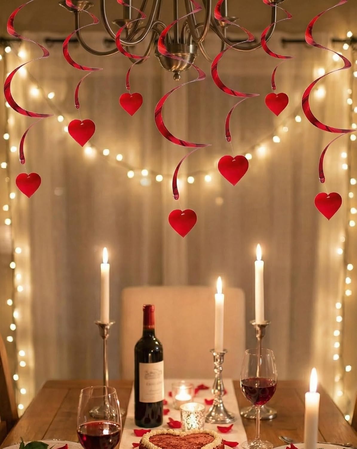 12PCS Heart Hanging Swirls Decorations for Valentine's Day Birthday Anniversary Wedding Single Party Bridal Shower Anniversary red Swirl Ornaments - Image 5