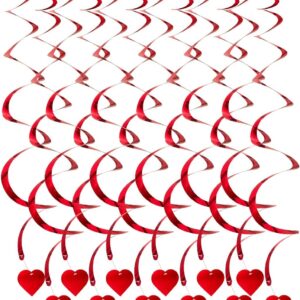 12PCS Heart Hanging Swirls Decorations for Valentine’s Day Birthday Anniversary Wedding Single Party Bridal Shower Anniversary red Swirl Ornaments