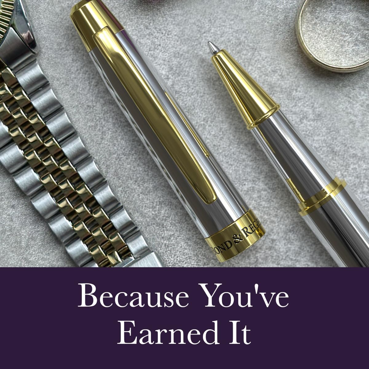 Bond & Regent Silver Chrome & 24 Karat Gold - Certified Luxury Grade Rollerball Pen | Nice Gift for Men & Women - Image 5