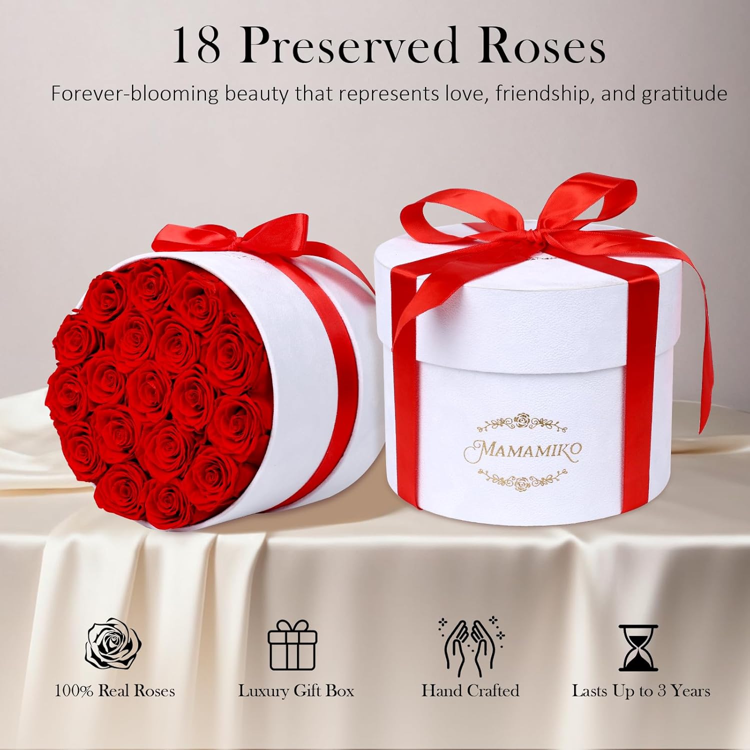 18 Preserved Roses in Suede Box - Eternal Red Rose for Her, Fresh Forever Flowers Gifts for Woman Wife Girlfriend on Valentine's Day, Birthday, Anniversary, Mother's Day - Image 2