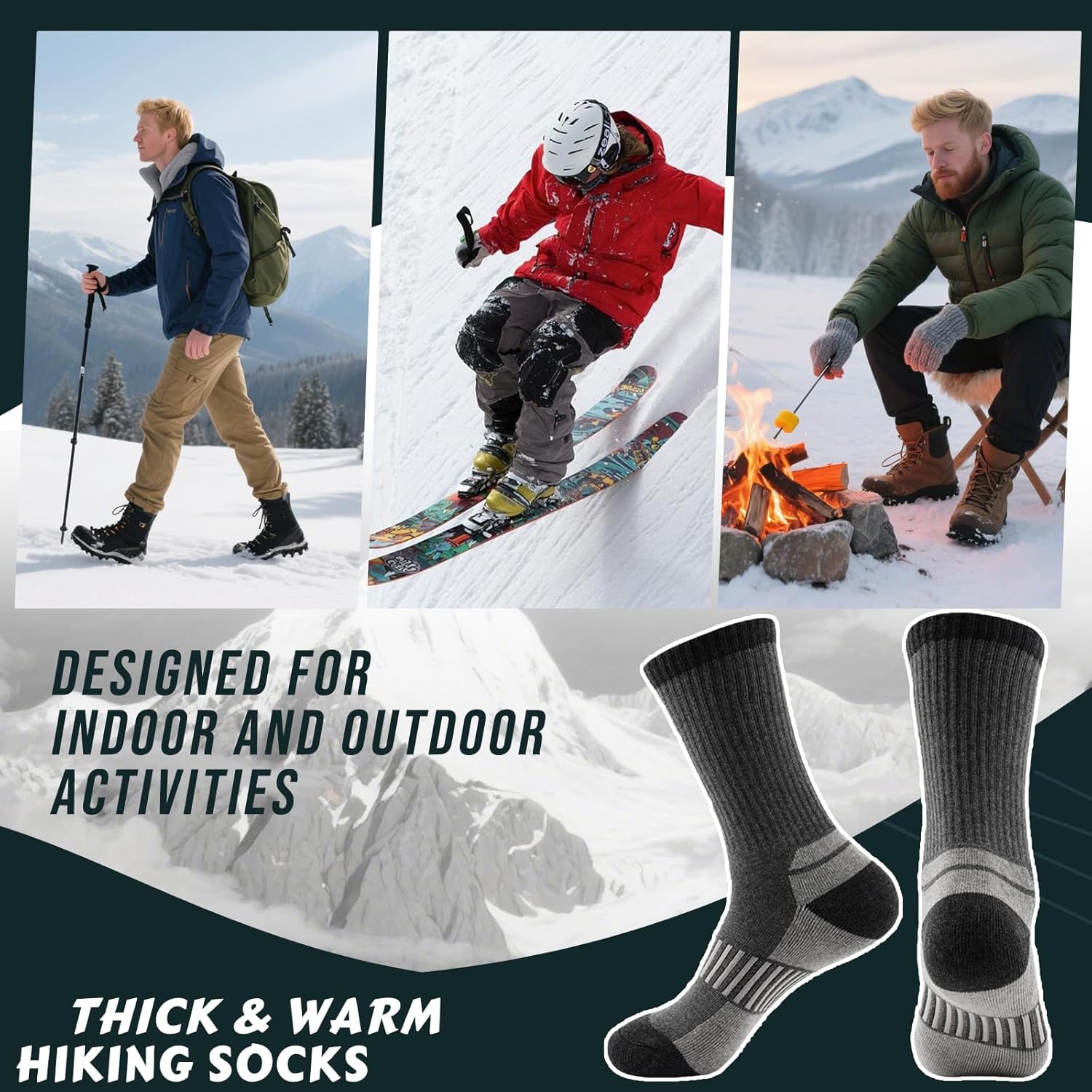 Hocerlu Thermal Socks for Men, 5 Pairs Thick Cushioning Winter Outdoor Sports Warm Boot Socks for Work Walking Hiking, Daily Wear or Gifts, UK 6-11. - Image 6