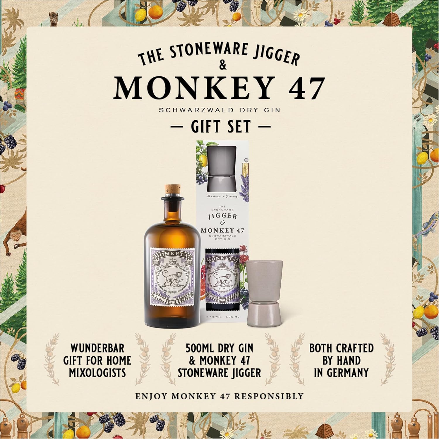 Monkey 47 Schwarzwald Dry Gin & The Stoneware Jigger Gift Set, 50cl - Image 2