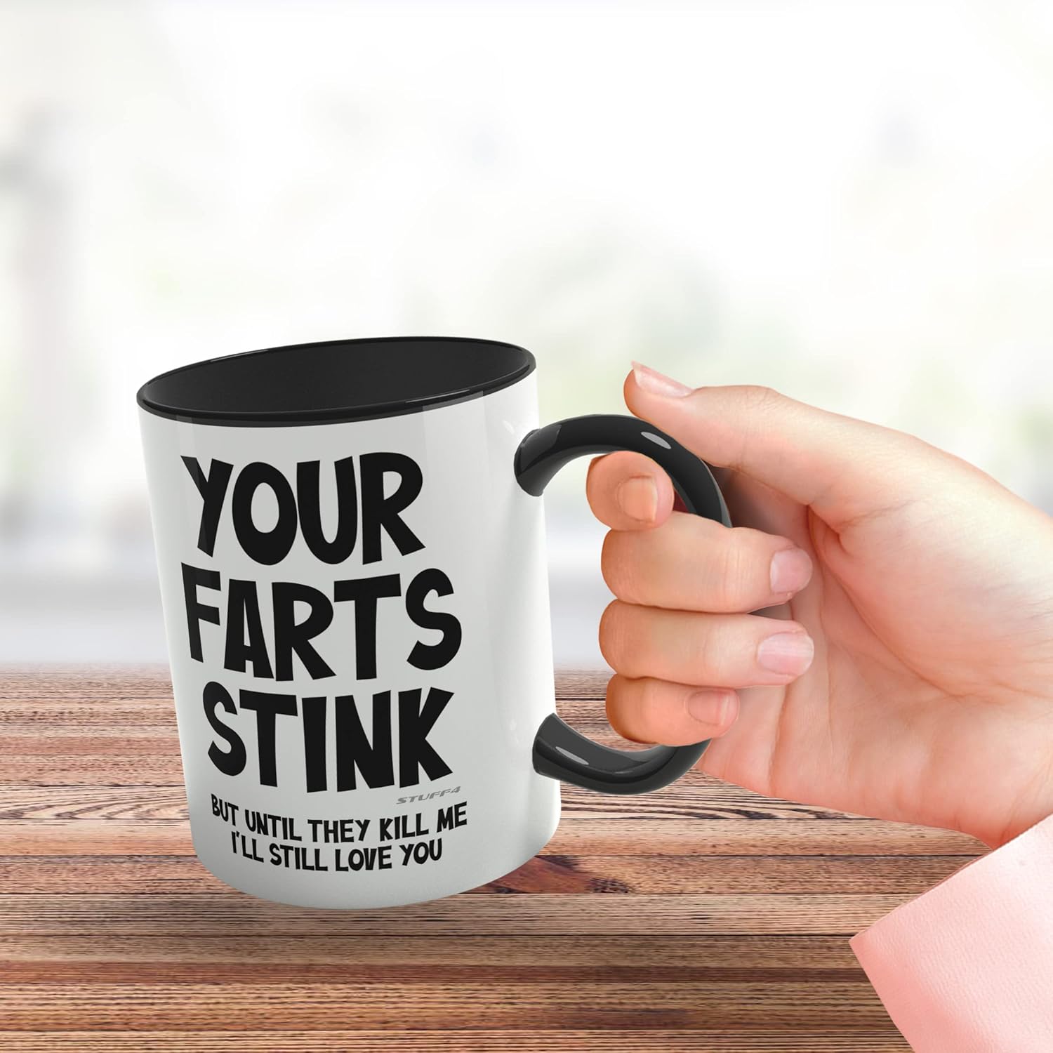 Funny Valentines Gifts for Him - Your Farts Stink Mug - Funny Mugs for Men, Birthday Gifts Boyfriend Husband Dad, Joke Novelty Present, I Love You Daughter Son Wife, 11oz Black Ceramic - Image 3