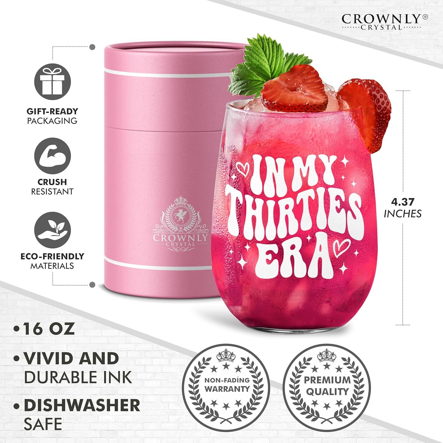 30th Birthday Gift Crystal Beverage Glass in My Thirties ERA 30 Year Old Birthday Gift for Sister Friend Wife Mum or Colleague - Image 3