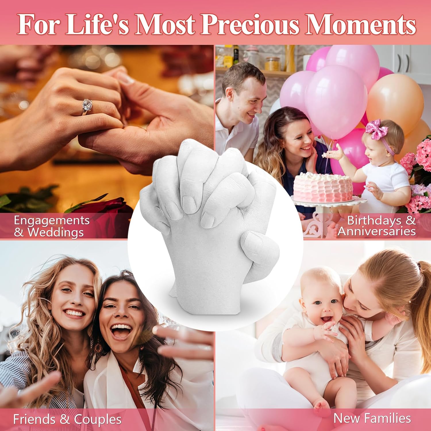 Hands Casting Kit, Holding Hand Mold Kit for Adults & Kids, Romantic Anniversary Wedding Birthday Valentine's Day Gifts for Her or Him, Personalised Gifts for Couple, Boyfriend Girlfriend Unique - Image 9