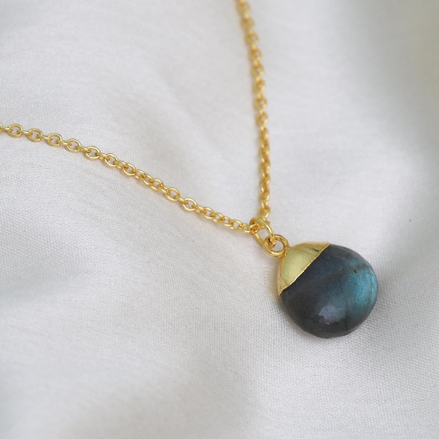Gempires Labradorite Crystal Pendant Necklace Handmade Gemstone Teardrop Jewelry Hypoallergenic 18 Inch Gold Plated Elegant Trending Fashion Jewelry - Image 5