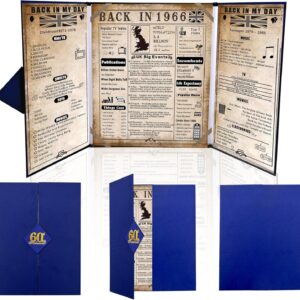 back in 1966 60th Birthday Gifts for Men – Large 60th birthday Card for Dad,Husband – 60 Year Old Blue Decorations Male – Tri-Fold Greeting Card – Perfect 1966 Poster Gift Ideas