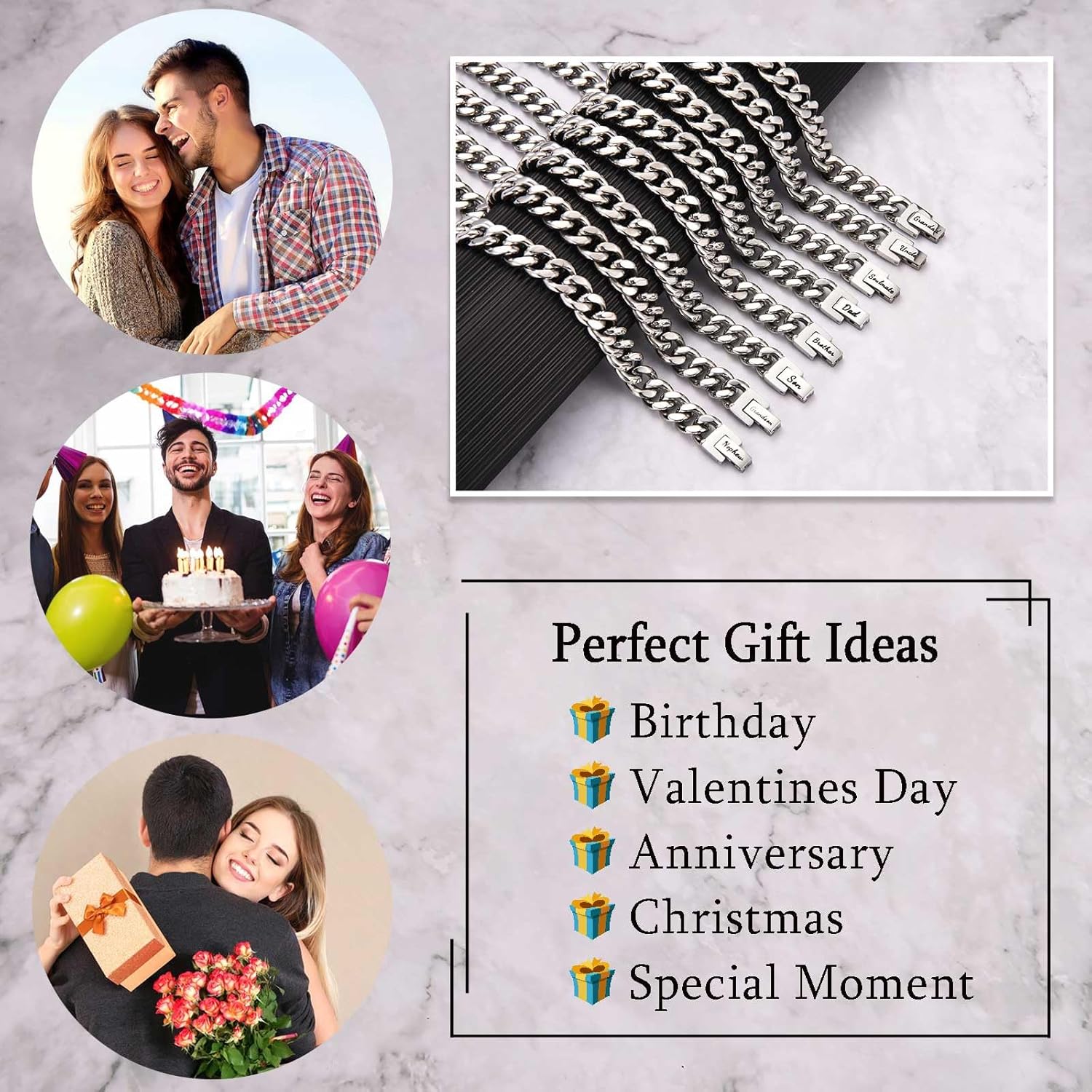 KORAS Dad Son Grandson Gifts, Cuban Chain Bracelet for Grandad Uncle Nephew Brother Soulmate, Stainless Steel Bracelet Gifts for Men, Perfect Fathers Day Birthday Graduation Christmas Presents - Image 7