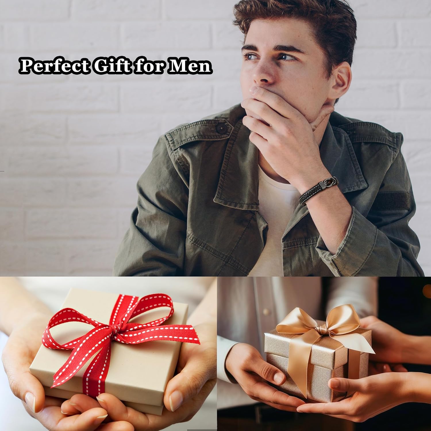 YADOCA Mens Bracelet to My Man, Leather Bracelet Gift for Him Love You Forever Mens Husband Boyfriend Couple Valentines Day Birthday Gift - Image 3