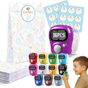 Riff Ruffle 36-Pack Party Favors Set – 12 Digital Finger Click Counters, 12 Party Bags & 12 Stickers – Birthday Return Gifts for Kids, Goodie Bag Fillers, Fidget Toys for Boys & Girls