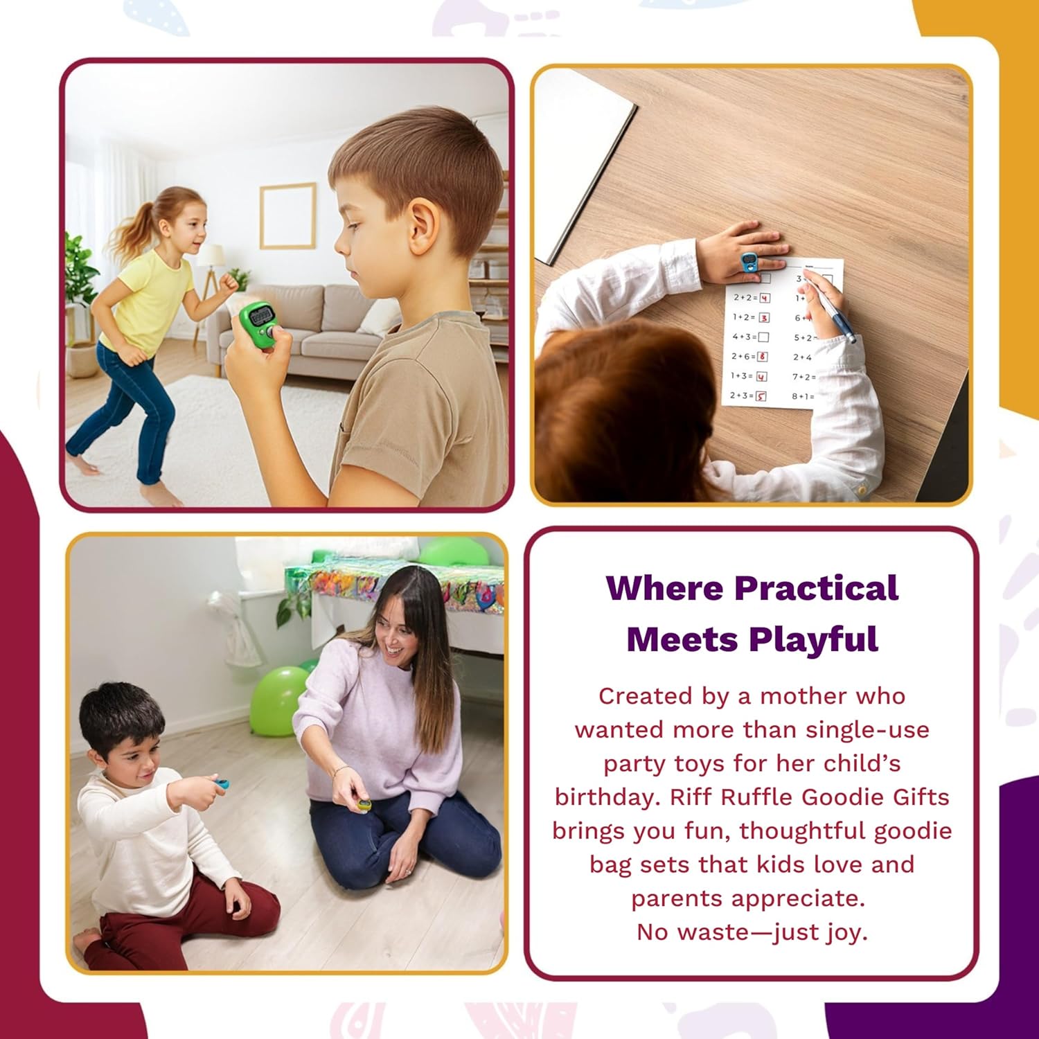 Riff Ruffle 36-Pack Party Favors Set – 12 Digital Finger Click Counters, 12 Party Bags & 12 Stickers – Birthday Return Gifts for Kids, Goodie Bag Fillers, Fidget Toys for Boys & Girls - Image 8