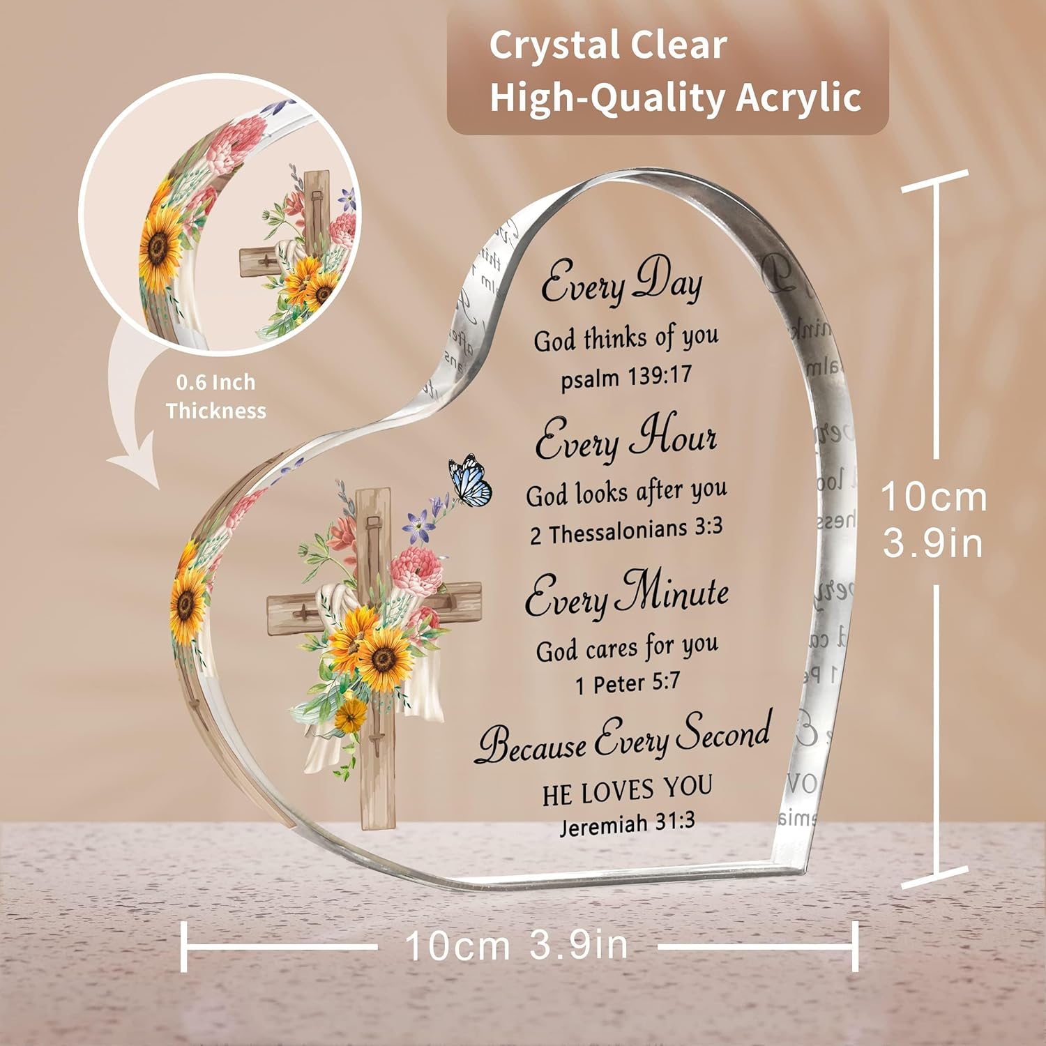 Christian Gift for Women, Christian Easter gifts, Inspirational Spiritual Baptism Gift with Bible Verse and Prayer, Catholic Gift Religious Gift Scripture Gift - Acrylic Plaque Keepsake - Image 3