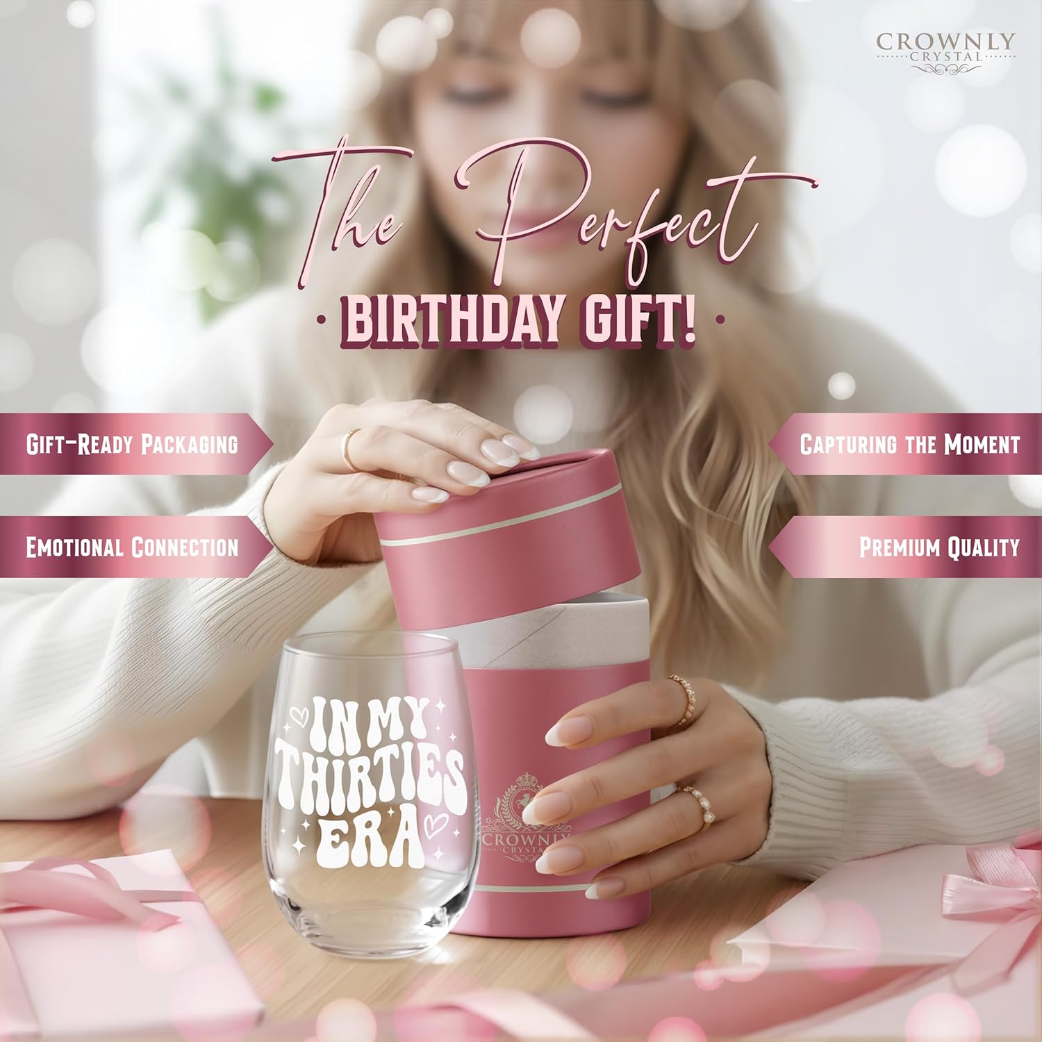 30th Birthday Gift Crystal Beverage Glass in My Thirties ERA 30 Year Old Birthday Gift for Sister Friend Wife Mum or Colleague - Image 2