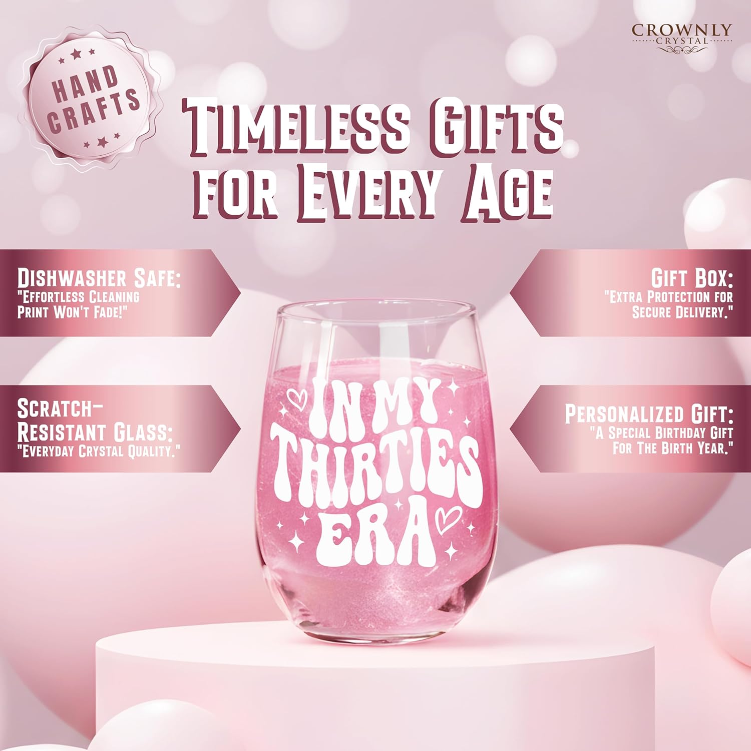 30th Birthday Gift Crystal Beverage Glass in My Thirties ERA 30 Year Old Birthday Gift for Sister Friend Wife Mum or Colleague - Image 7