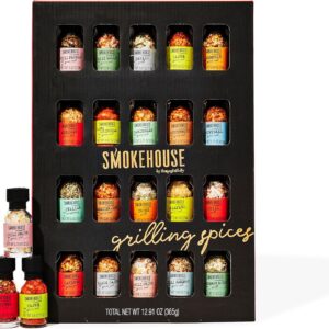 Smokehouse by Thoughtfully, Gourmet Ultimate Grilling Spice Set, Grill Seasonings and Rubs Gift Set, Flavors Include Chili Garlic, Italian Seasoning, Cayenne Spice Rub and More, Pack of 20