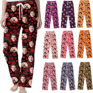 ALBK Personalised Pyjamas Pants with 1 to 3 Photos – Personalised Pyjamas for Men Women, Personalised Gifts for Christmas Birthday Anniversary, Pet Face PJ Pants