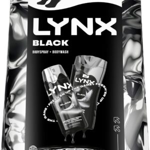 Lynx Gift Set Black Duo with a body wash, a body spray and Socks perfect for any occasion 2 piece