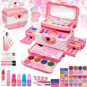 Kids Makeup Sets for Girls – Safe and Washable Kids Makeup, Real Make Up Set for Girls Children Toddler, Little Girl Play Games Toys Presents, Princess Birthday Gifts for 4 5 6 7 8 9 10 Year Old(Pink)