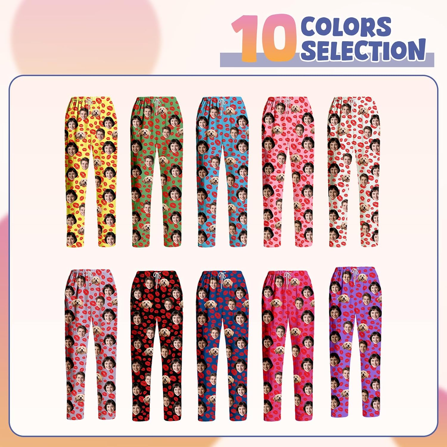 ALBK Personalised Pyjamas Pants with 1 to 3 Photos - Personalised Pyjamas for Men Women, Personalised Gifts for Christmas Birthday Anniversary, Pet Face PJ Pants - Image 3