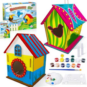 Heyzeibo 2Pack Bird House Craft Kits for Kids to Build and Paint Birdhouse, DIY Wooden Arts and Crafts Easter Gifts for Girls Boys Toddler