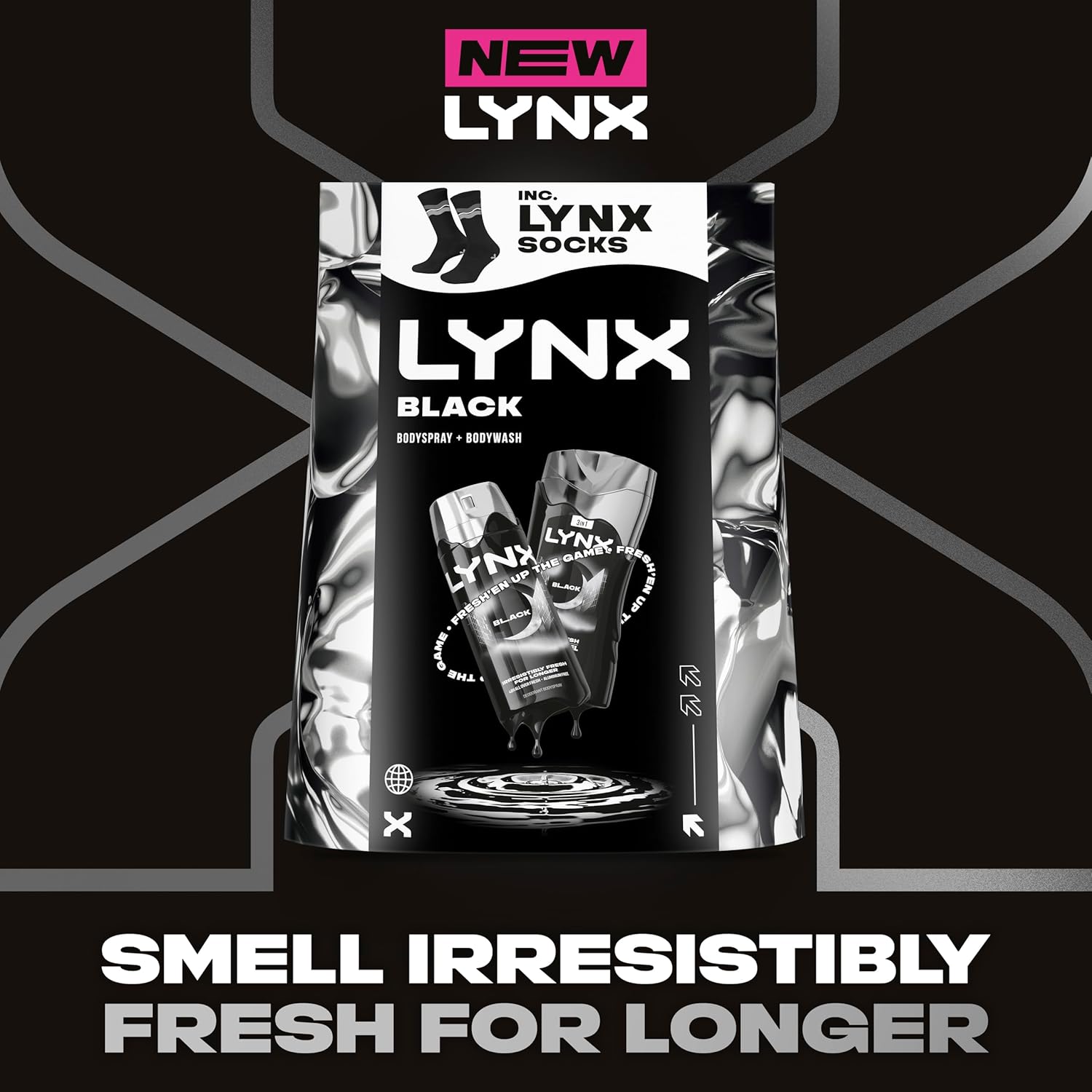 Lynx Gift Set Black Duo with a body wash, a body spray and Socks perfect for any occasion 2 piece - Image 4