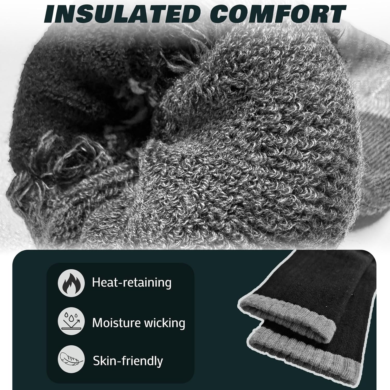 Hocerlu Thermal Socks for Men, 5 Pairs Thick Cushioning Winter Outdoor Sports Warm Boot Socks for Work Walking Hiking, Daily Wear or Gifts, UK 6-11. - Image 2